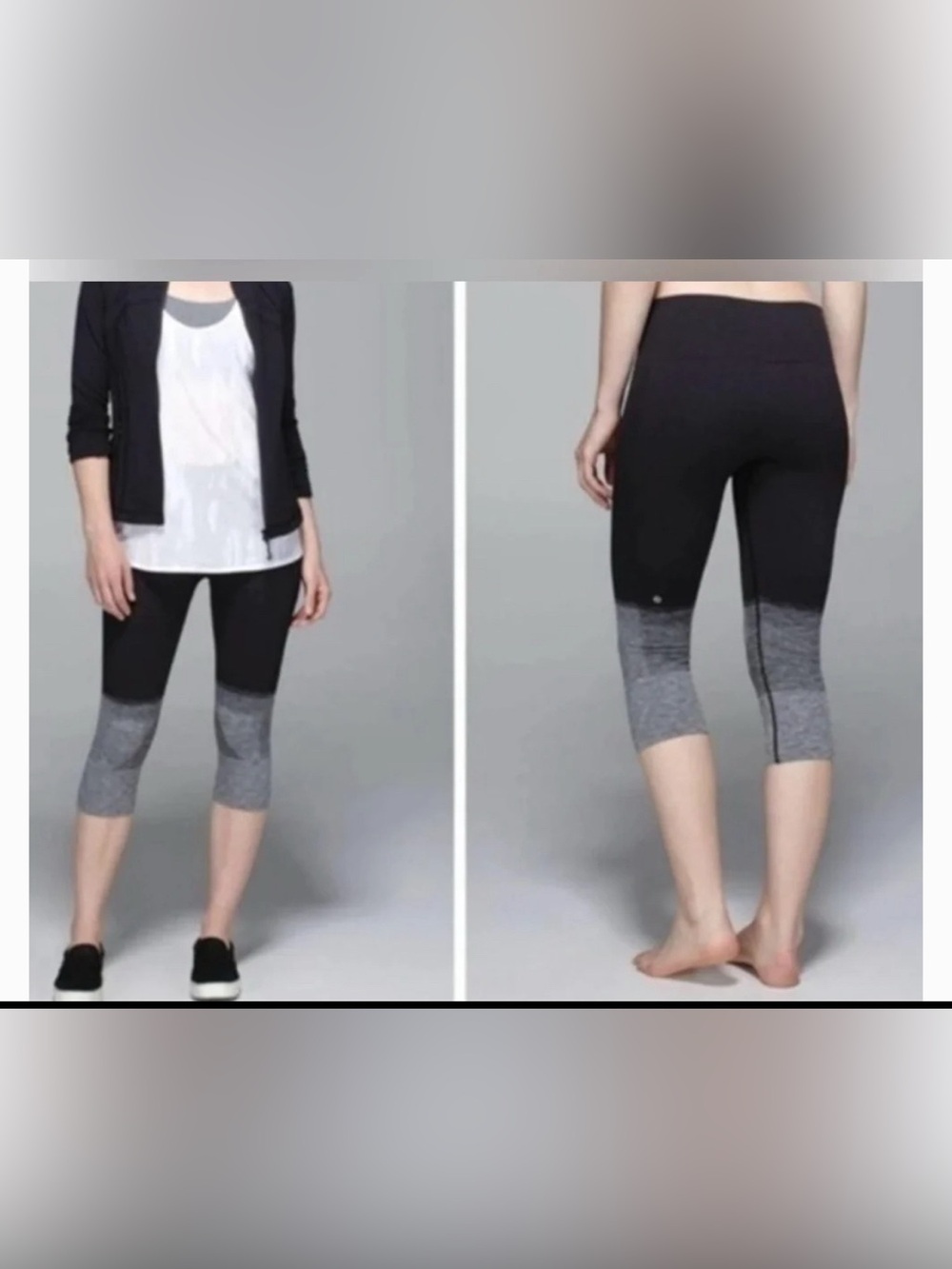 Lululemon seamlessly street crop leggings women's 6 black gray ombré cropped